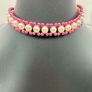 Vintage Style Pink Faux Pearl Choker Necklace Romantic Valentine Gift Coquette
